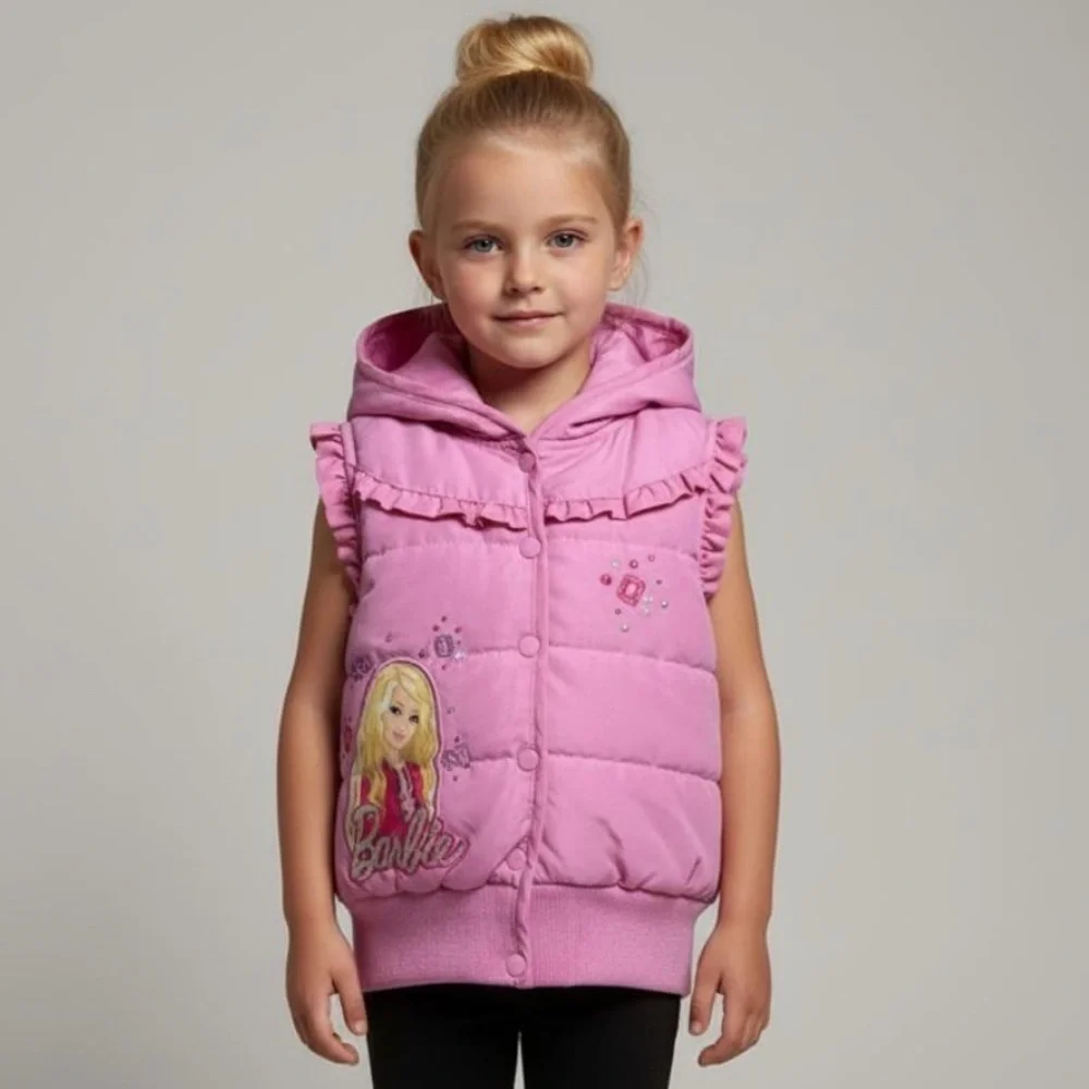 Barbie Mattel 2010 Y2K Vintage Pink Puffer Sleeveless Vest Toddler Girl Size 4
